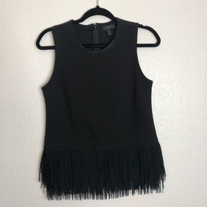 J Crew Black Tank Top With Fringe on the Bottom